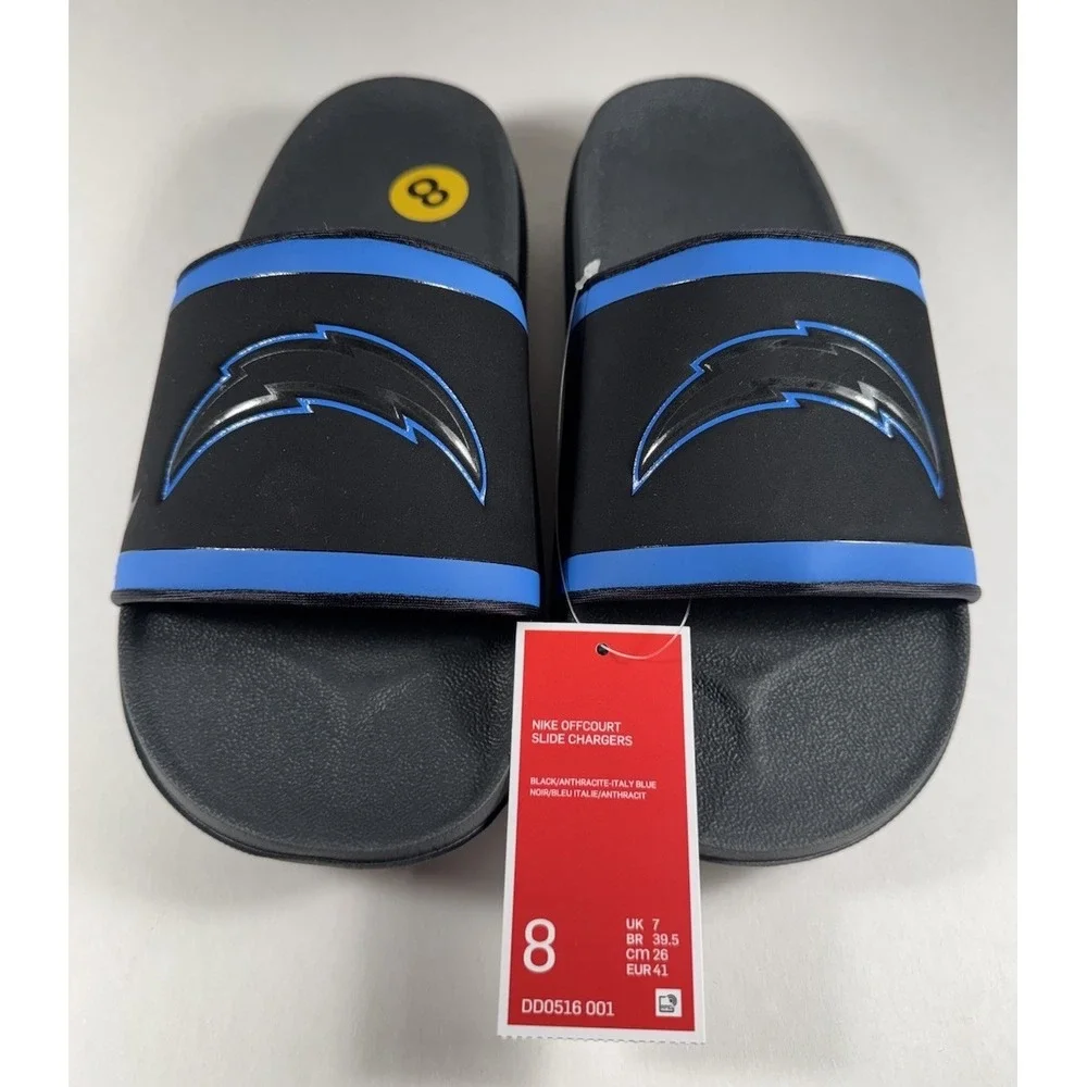 NIKE Offcourt LA Chargers NFL Slides Sandals Blue Black Men's 8 *NEW* DD0516-001